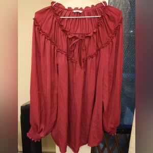 NEW!! RASPBERRY RUFFLED BLOUSE , PLUS SIZE 3X